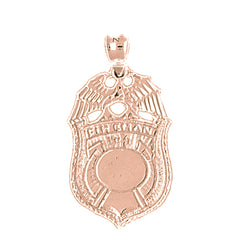 10K, 14K or 18K Gold Fireman Badge Pendant