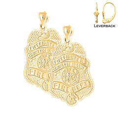 Pendientes del Departamento de Bomberos del Condado de Orange de 28 mm de oro de 14 quilates o 18 quilates