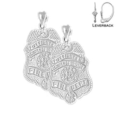 Pendientes del Departamento de Bomberos del Condado de Orange de 28 mm de oro de 14 quilates o 18 quilates