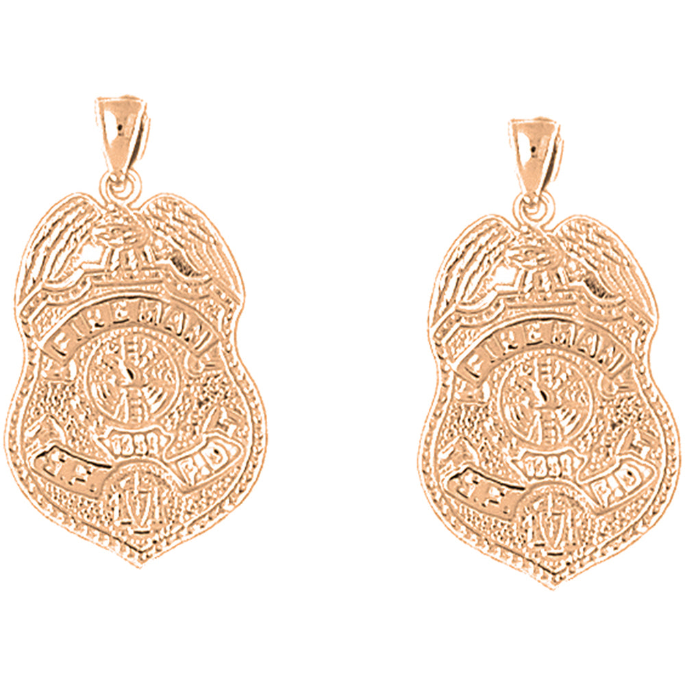 14K or 18K Gold 30mm Fire Department San Francisco Earrings