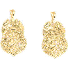 14K or 18K Gold 30mm Fire Department San Francisco Earrings