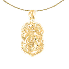14K or 18K Gold Fire Department Badge Pendant