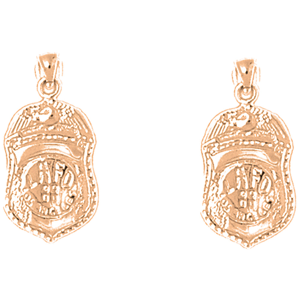 14K or 18K Gold 22mm Fire Department Badge Earrings