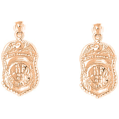 14K or 18K Gold 22mm Fire Department Badge Earrings