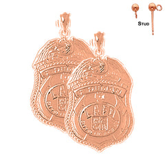 Pendientes del Departamento de Bomberos de Los Ángeles de oro de 14 quilates o 18 quilates de 29 mm