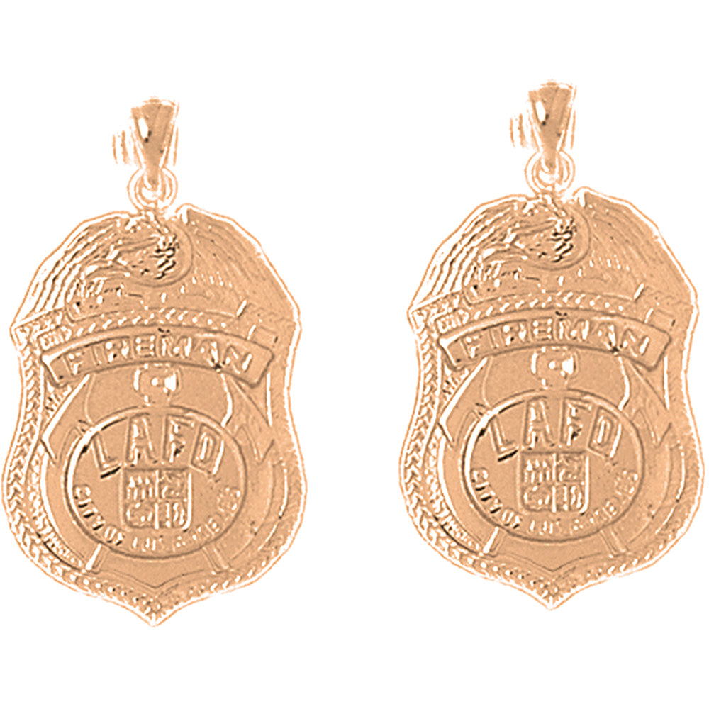 14K or 18K Gold 29mm Los Angeles Fire Department Earrings