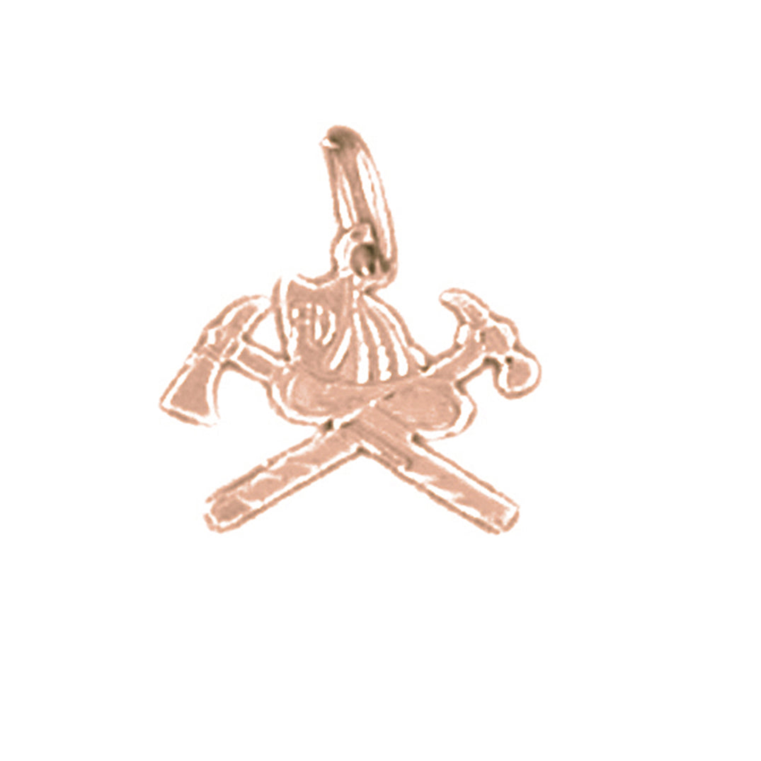 14K or 18K Gold Ax And Fireman's Helmet Pendant