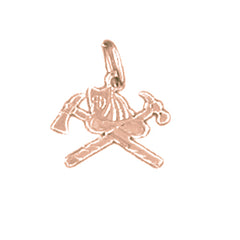 14K or 18K Gold Ax And Fireman's Helmet Pendant