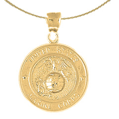 Colgante del Cuerpo de Marines de los Estados Unidos de oro de 10 K, 14 K o 18 K