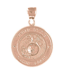 10K, 14K or 18K Gold United States Marine Corps Pendant