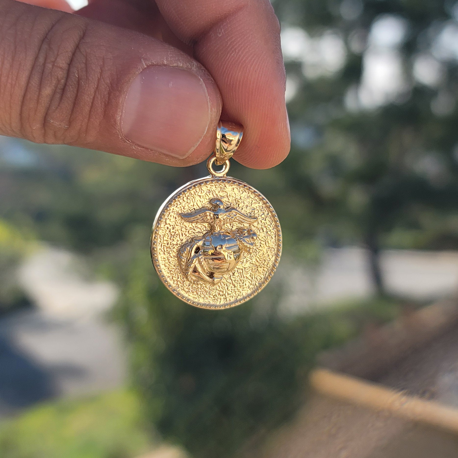 10K, 14K or 18K Gold Marine Corps Logo Pendant