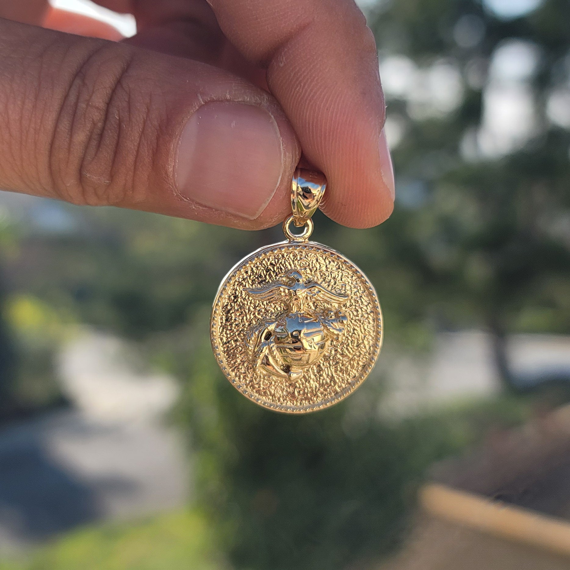 10K, 14K or 18K Gold Marine Corps Logo Pendant
