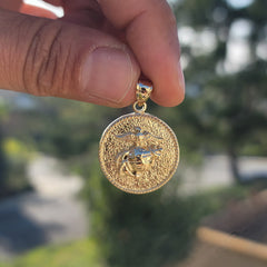 10K, 14K or 18K Gold Marine Corps Logo Pendant