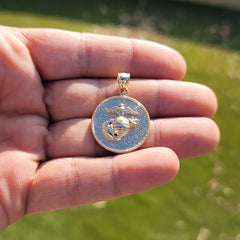 10K, 14K or 18K Gold Marine Corps Logo Pendant