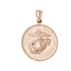10K, 14K or 18K Gold Marine Corps Logo Pendant