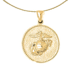 10K, 14K or 18K Gold Marine Corps Logo Pendant