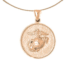 10K, 14K or 18K Gold Marine Corps Logo Pendant