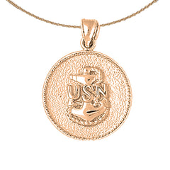 Colgante con logotipo de la Marina de los Estados Unidos en oro de 10 quilates, 14 quilates o 18 quilates