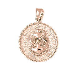 10K, 14K or 18K Gold United States Navy Logo Pendant
