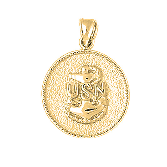 10K, 14K or 18K Gold United States Navy Logo Pendant