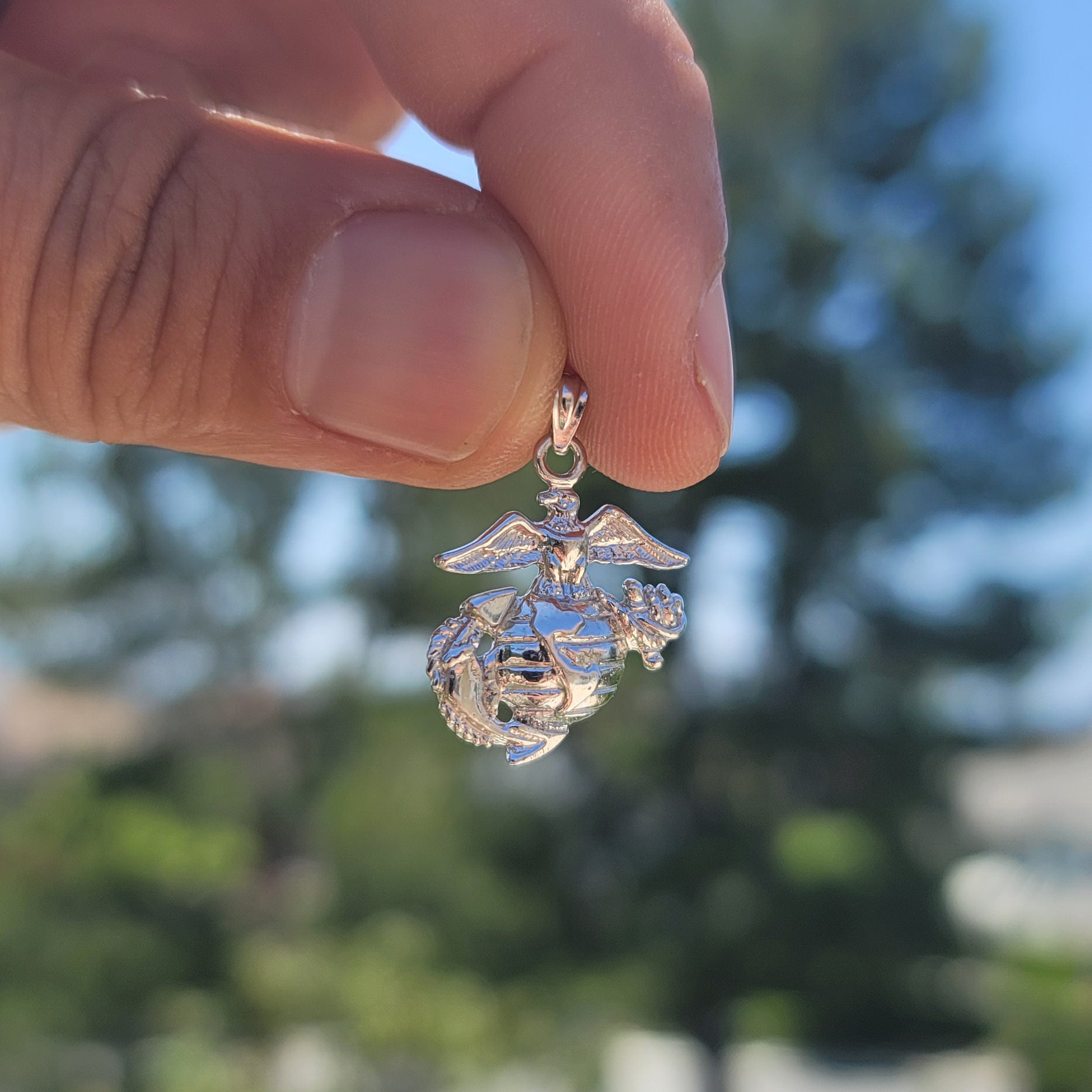 10K, 14K or 18K Gold Marine Corps Logo Pendant