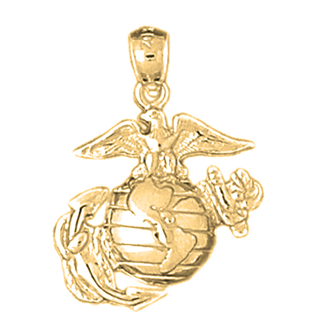 10K, 14K or 18K Gold Marine Corps Logo Pendant