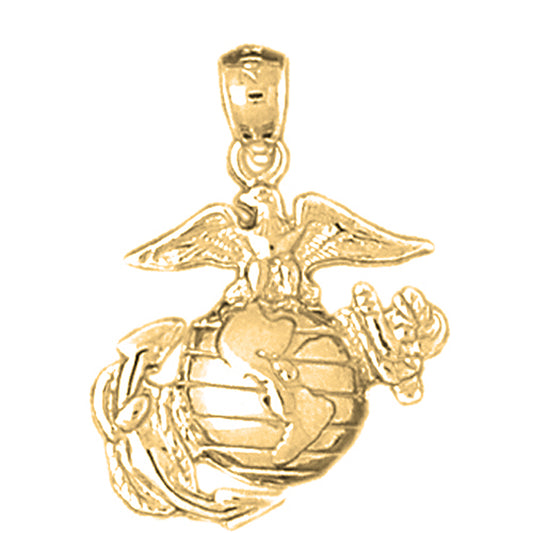 10K, 14K or 18K Gold Marine Corps Logo Pendant