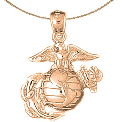10K, 14K or 18K Gold Marine Corps Logo Pendant