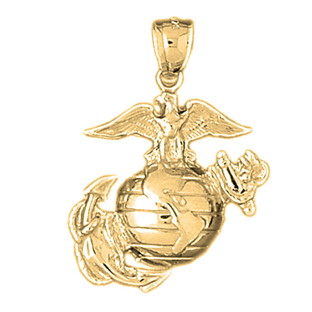 10K, 14K or 18K Gold Marine Corps Logo Pendant