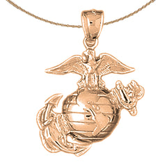 10K, 14K or 18K Gold Marine Corps Logo Pendant