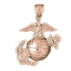 10K, 14K or 18K Gold Marine Corps Logo Pendant