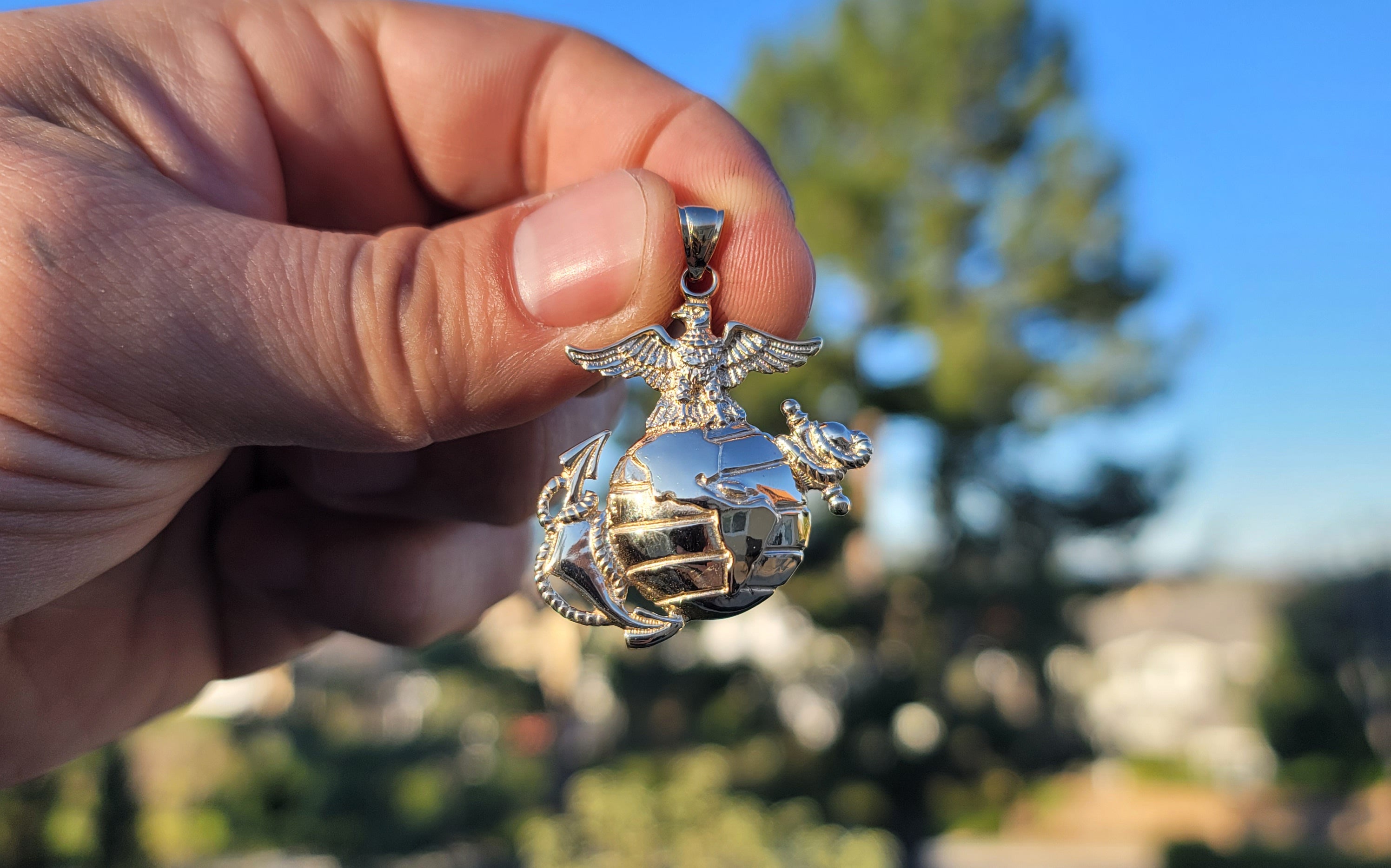 10K, 14K or 18K Gold Marine Corps Logo Pendant