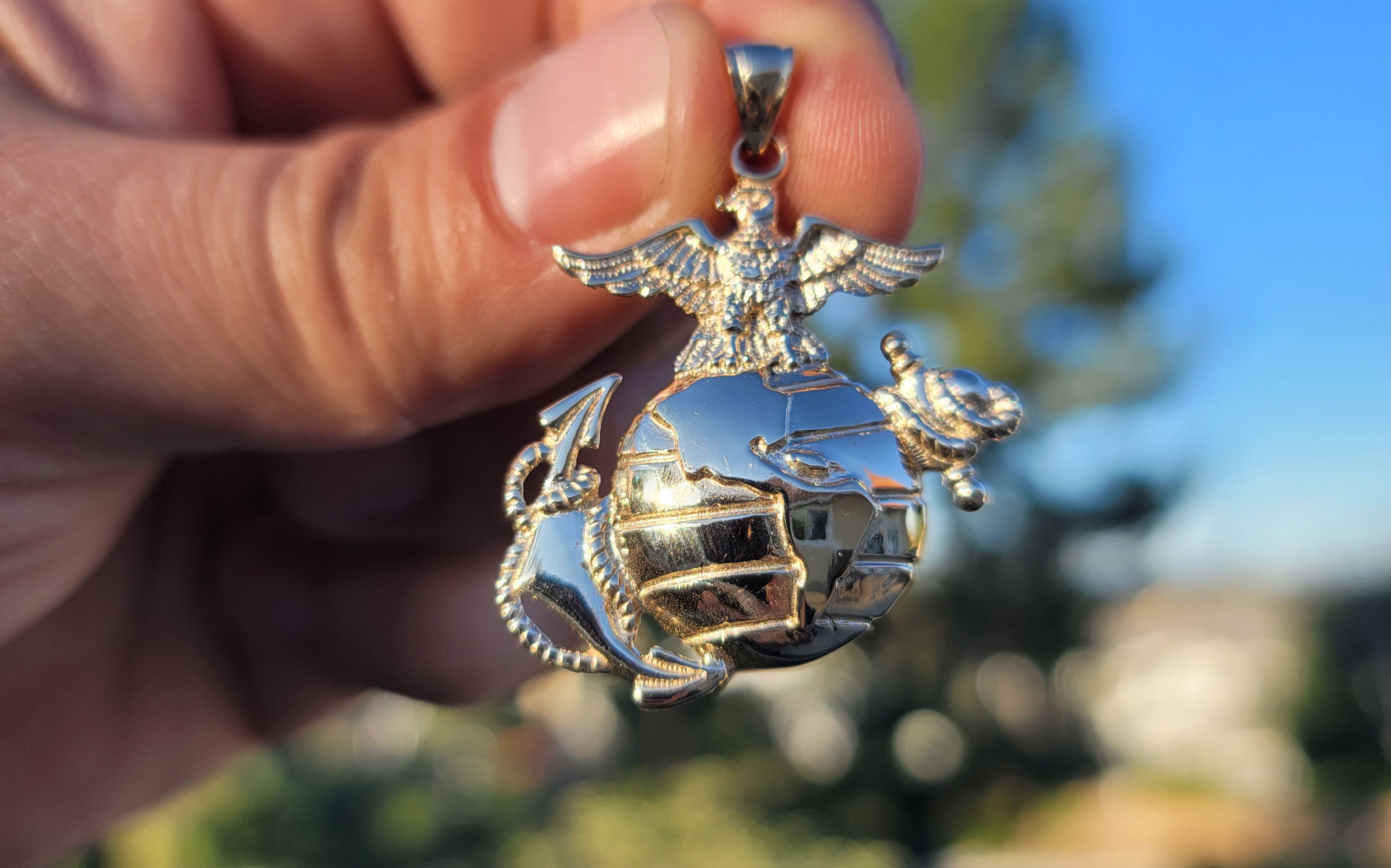 10K, 14K or 18K Gold Marine Corps Logo Pendant