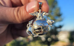 10K, 14K or 18K Gold Marine Corps Logo Pendant