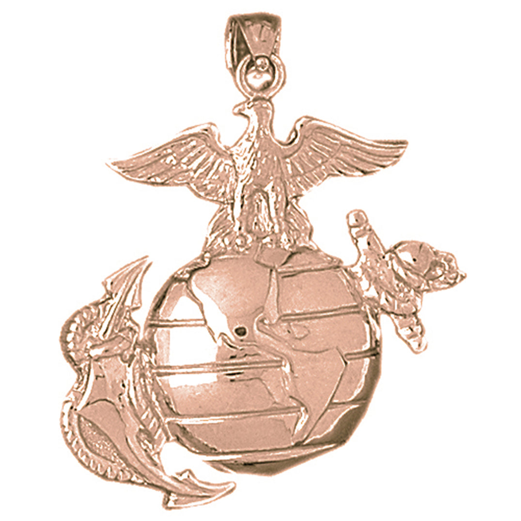 10K, 14K or 18K Gold Marine Corps Logo Pendant