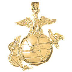 10K, 14K or 18K Gold Marine Corps Logo Pendant