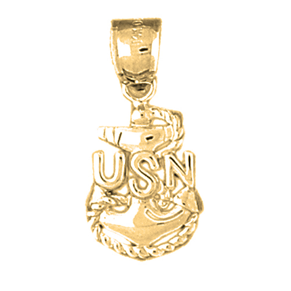 10K, 14K or 18K Gold United States Navy Logo Pendant