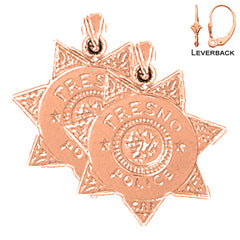 Pendientes de policía de Fresno de oro de 14K o 18K