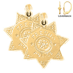 Pendientes de policía de Fresno de oro de 14K o 18K