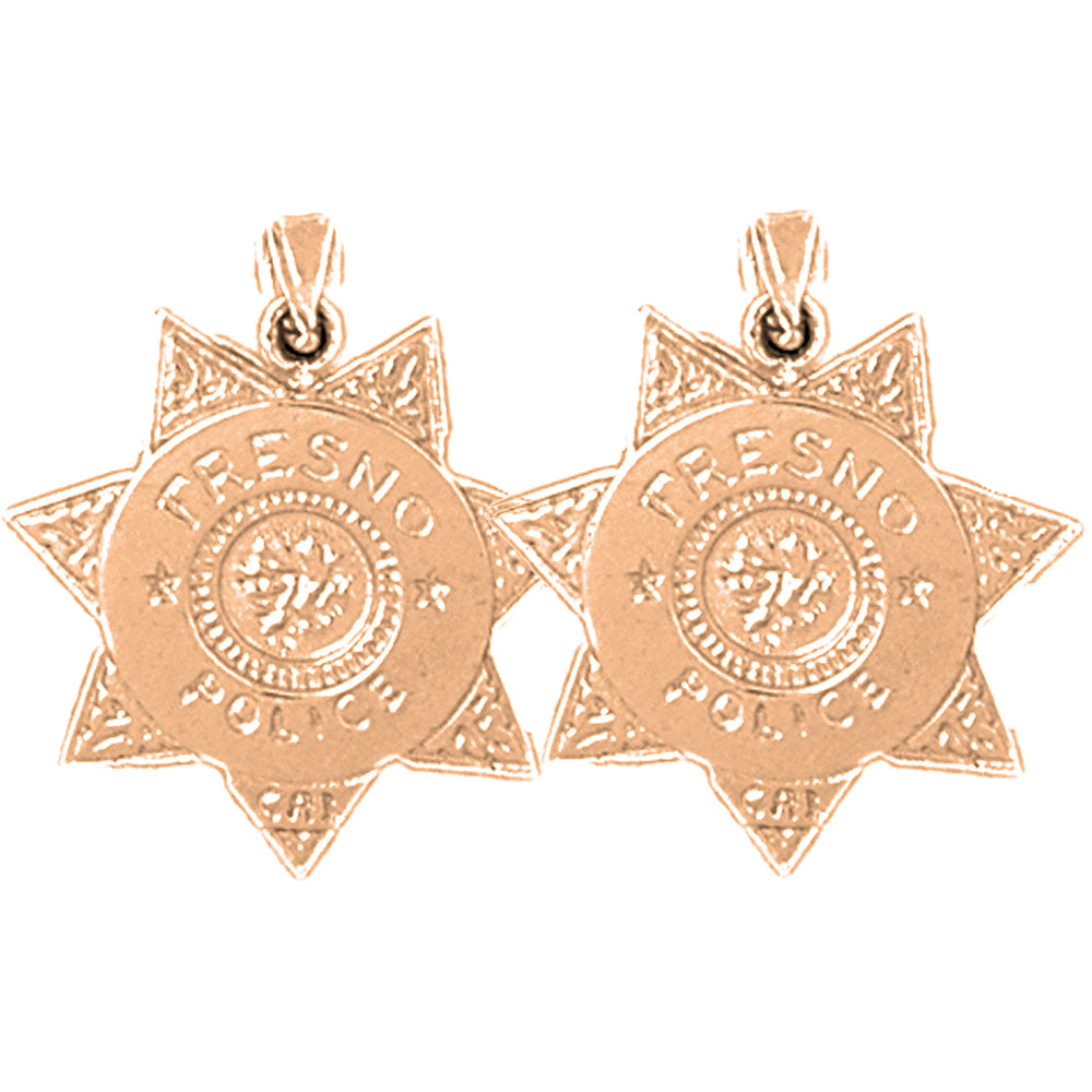 14K or 18K Gold 24mm Fresno Police Earrings