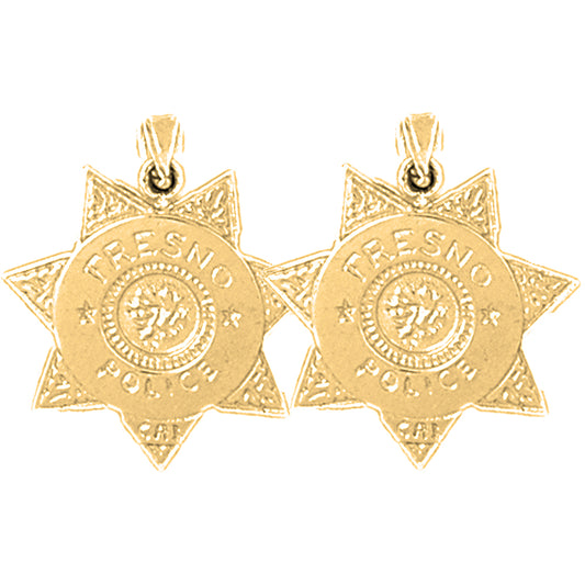 14K or 18K Gold 24mm Fresno Police Earrings