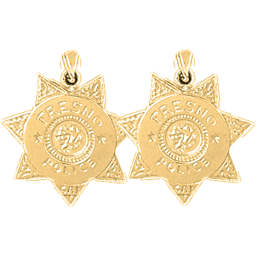 Yellow Gold-plated Silver 24mm Fresno Police Earrings