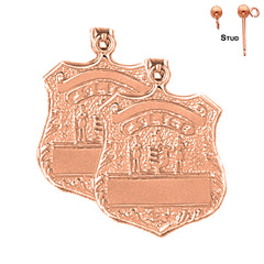 Ohrringe mit Polizeiabzeichen aus 14 Karat oder 18 Karat Gold