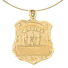 10K, 14K or 18K Gold Police Officer Badge Pendant
