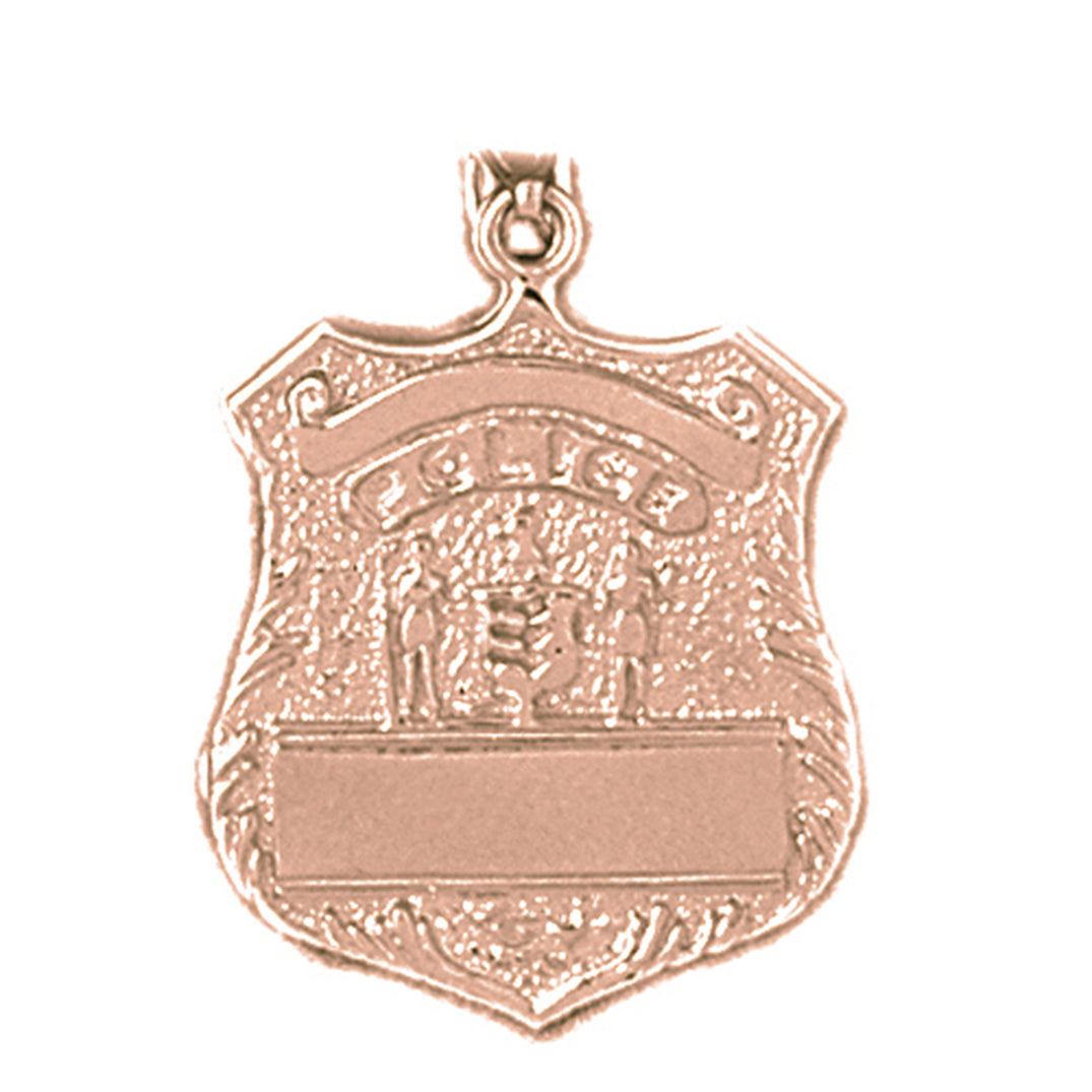 10K, 14K or 18K Gold Police Officer Badge Pendant