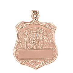 10K, 14K or 18K Gold Police Officer Badge Pendant