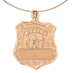 10K, 14K or 18K Gold Police Officer Badge Pendant