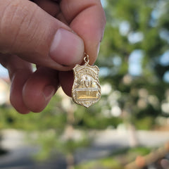 10K, 14K or 18K Gold Police Officer Badge Pendant
