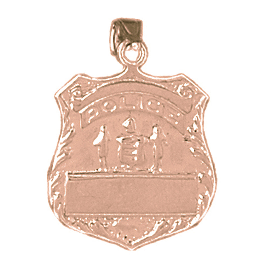 10K, 14K or 18K Gold Police Officer Badge Pendant