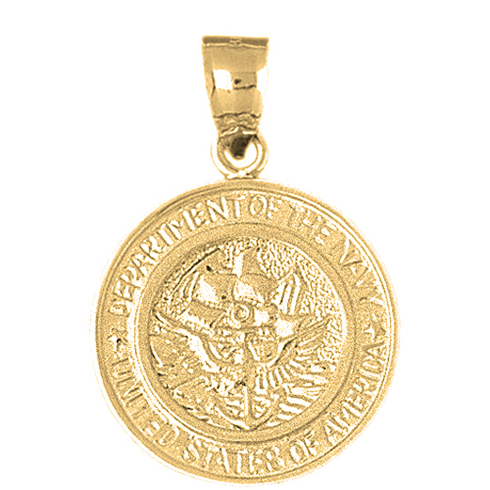 10K, 14K or 18K Gold United States Navy Pendant
